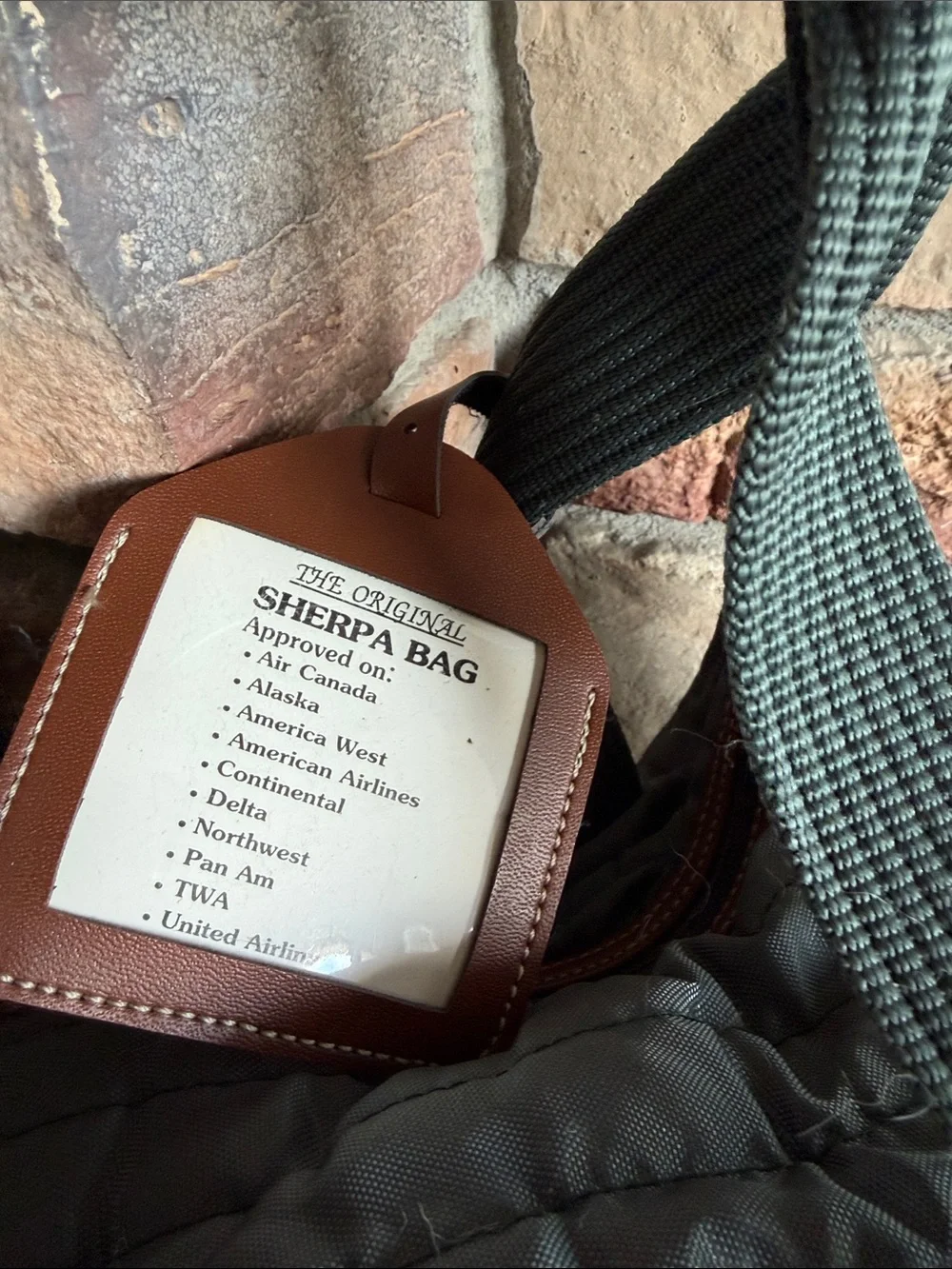 Sherpa Pet Quilted Green Duffel Bag with Brown Trim Adjustable Shoulder Strap